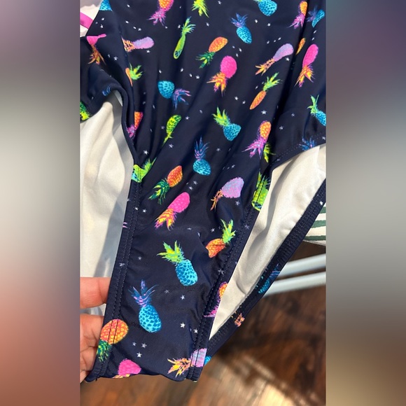 NWT Jessica Simpson Girls Size 14 Halter Bathing Suit with Rainbow Pineapples - Picture 7 of 8